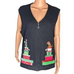 Merry and Bright Fleece Christmas Vest size large